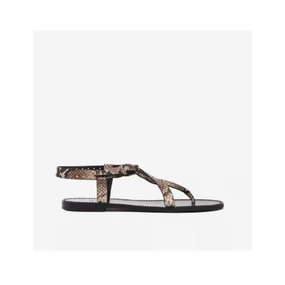 The Kooples Snakeskin Black and Beige Strappy Sandals Size 7 or 38 - Picture 3 of 5